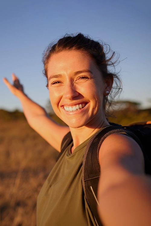 Woman Smiling During Golden Hour